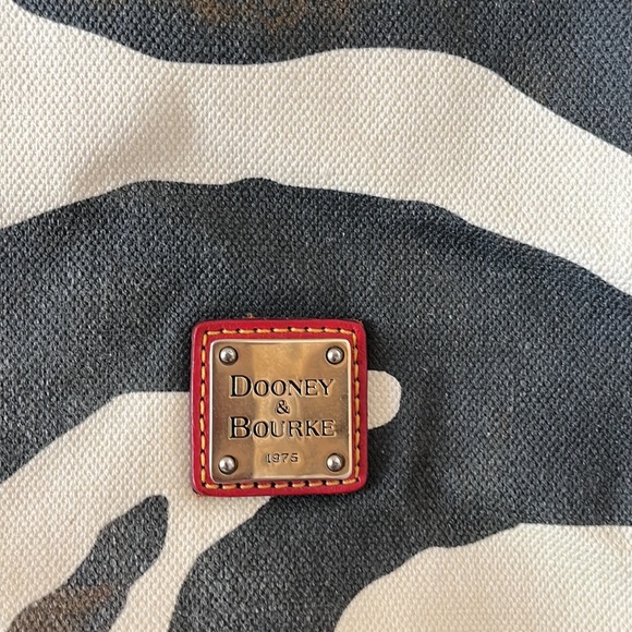 Dooney & Bourke Zebra Print Canvas and Suede Handbag with Red Accents - Picture 6 of 13